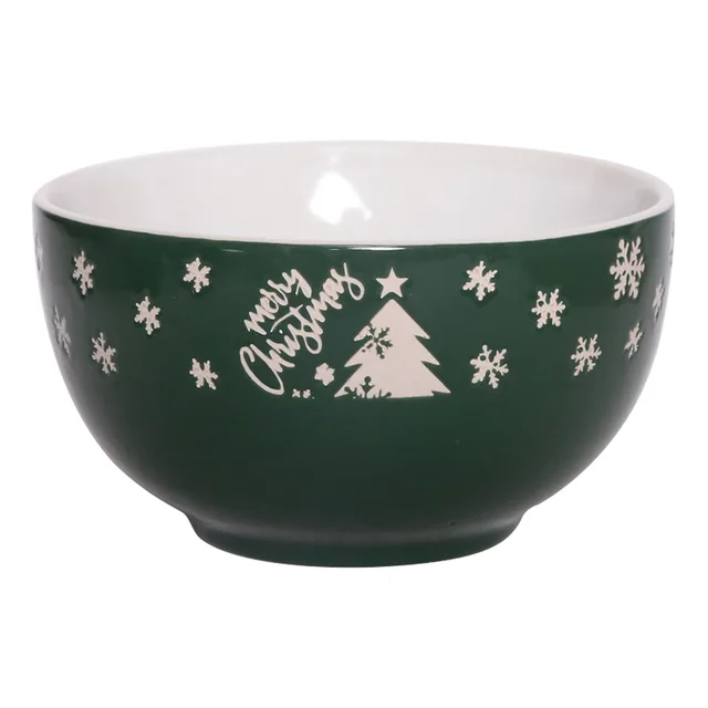 13.5cm（21.8oz/617ml) Stoneware Bowl With Silk Printing Christmas Design