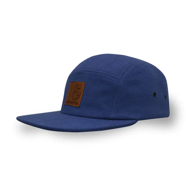 5 panel PU applique canvas snapback cap