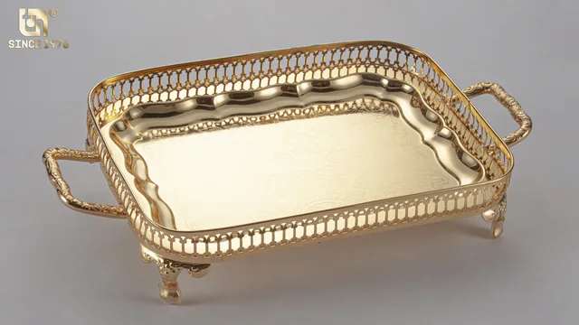 Iron Flash Gold Tray With Foot