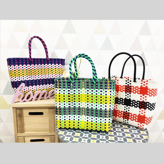 Custom Colorful Handmade Woven New Plastic (PP&PE) Artbag, Handbag Manufacturer