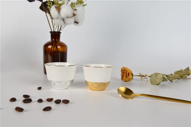 12pcs porcelain embossed cawa cups 9026H-12-1307G&S