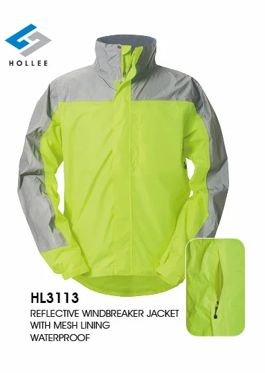 Reflective windbreaker jacket with mesh lining waterproof