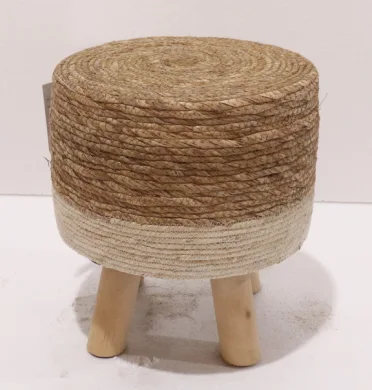 YR20201046 zhengheshun outdoor furniture round stool by rush grass and corn bran