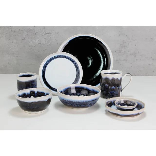Reactive Hand-Painted Ceramic Dinnerware