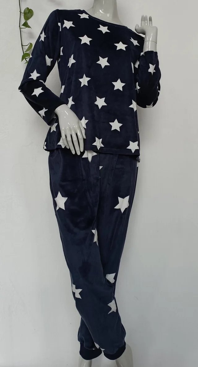 Ladies AOP start super soft velvet Pyjamas set