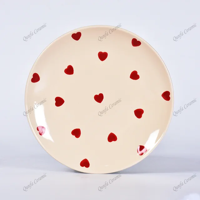 High Quality Stoneware China Dinner Set Hotel Dessert Heart Ceramic Plate
