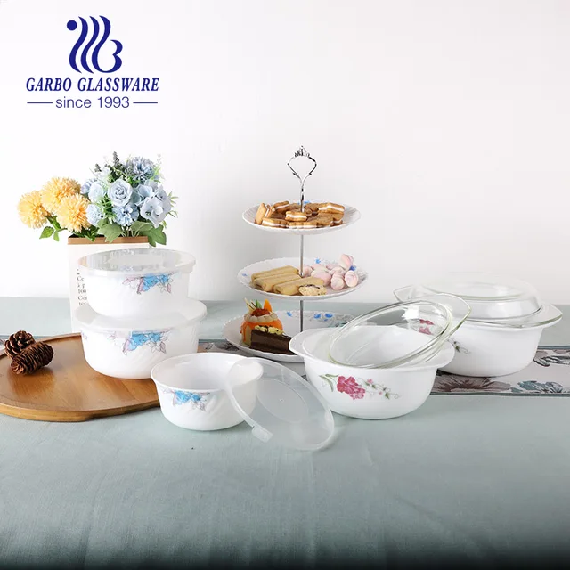 Wholesale customized 3 layers opal glass cake plate with stand