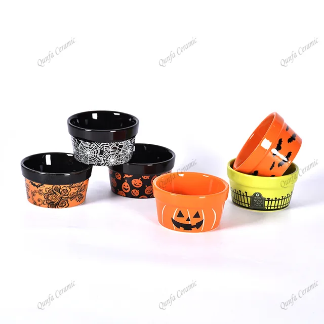 Factory price ceramic bakeware custom design baking pan round cake ramekins