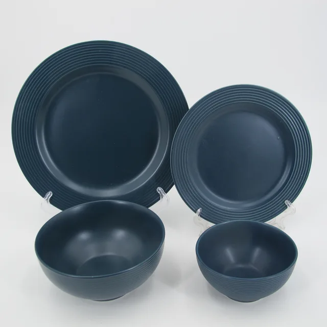 16pc embossed glazed dinner set