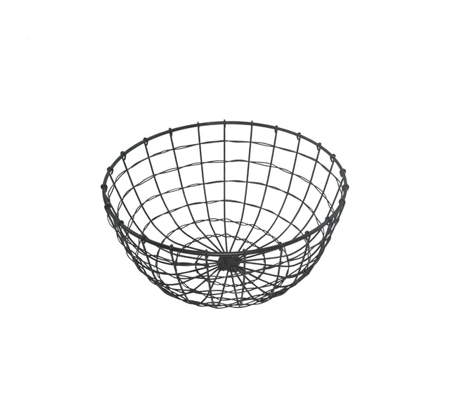 Household Decorative Black Round Metal Wire mesh basket for fruit bread