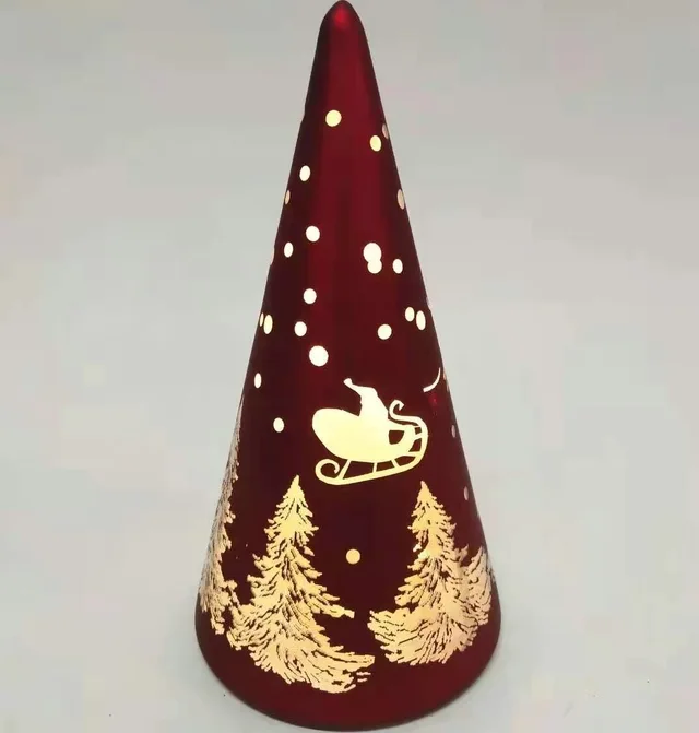 LED Glass Christmas Tree with Laser Paper | Table Gift Decor
