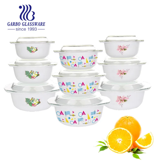 880ml 1300ml 2200ml 6pcs set opal cassorole with glass lid for soup