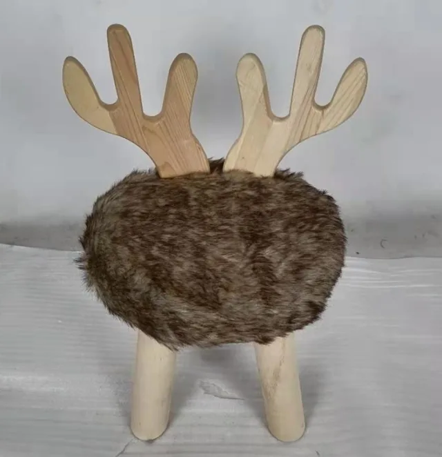 YR21032737 Zhengheshun Kids furniture animal shaped stool in faux fur