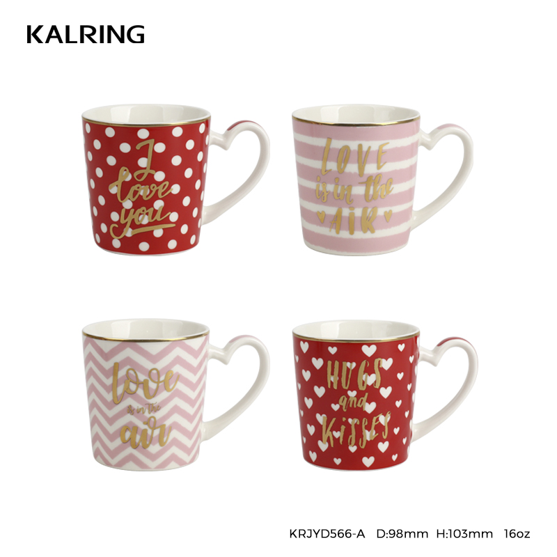 Ceramic mug with Valentine's design for daily use