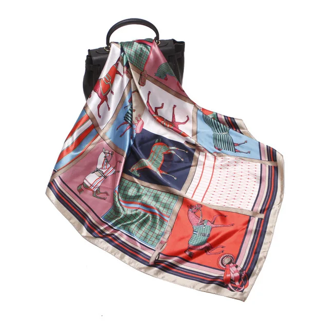 Manufactuer Good Quality Custom 90x90 Pure satin 100% silk scarf twill square scarf for women
