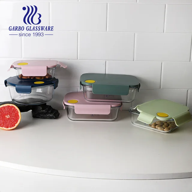 Colorful air tight lid high borosilicate glass lunch bowl