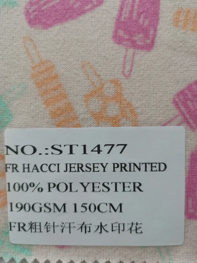 St1477 100%polyester Fr Hacci Jersey Printed