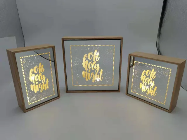 LED Glass Wood Frame
