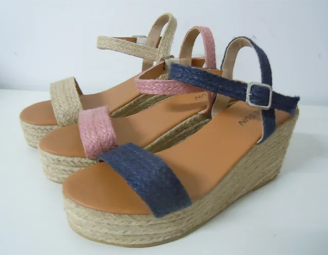 LE192170 Sandals,Linen Sandals, Cork Sandals
