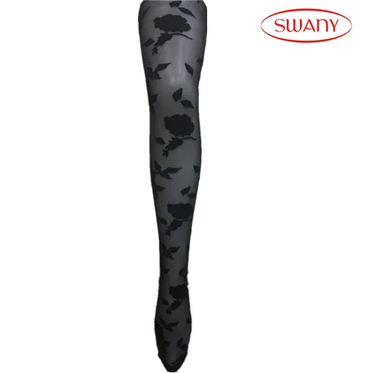 Ladies Black Floral jacquard pattern sexy women fashion pantyhose