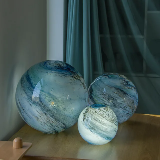 Art color glass decorative lighting handmade oval/ stone shape without base table lamp G16-4/G12-22/GJ17-20 Amber Landscape