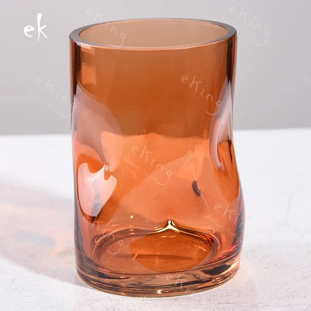 "10 H glass vase EKING glass flower vase handblown glass decoration irregular swril pattern nordic fashion home decoration