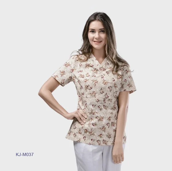 Charming cotton printed fabric medical scrub set