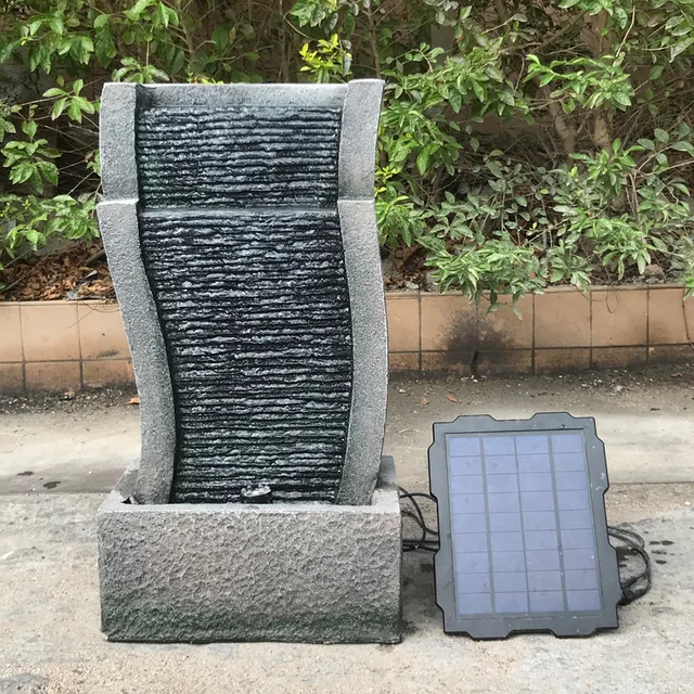 Classical antique solar polyresin slate fountain for home and garden decoration