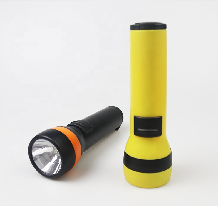 Plastic flashlight rubber torch led yellow bulb flashlight