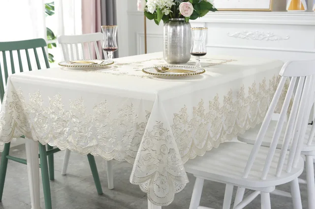 Vinyl PVC Rectangle Table Cloth With Backing Sheet 54x72 Inch- Easy Care Waterproof Oil-Proof Wipable Table Cover
