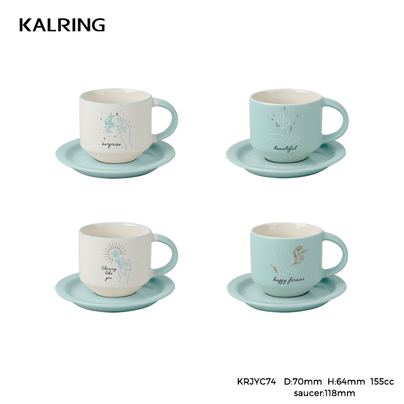 Matt glaze mug with Tiffany design for daily use for supermarket