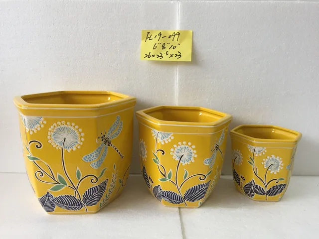 Hand-painted ceramic pots