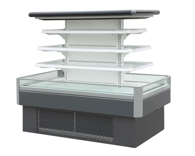 Mini portable round island cabinet display freezer supermarket beverage dairy fruit display refrigerator