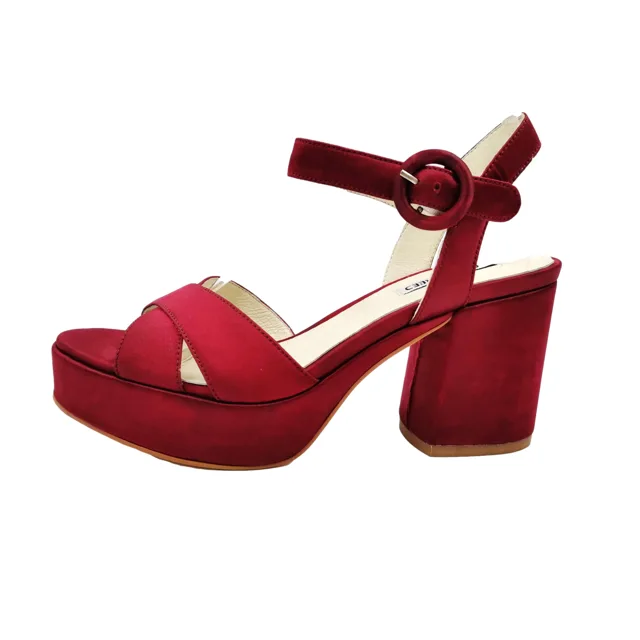 Hot satin ladies middle thick heel sandals