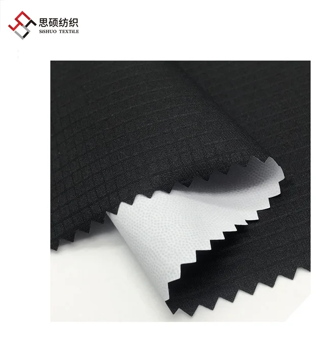 300T full dull waffle pongee bonded PU film fabric for outdoor jacket