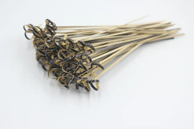 Black bamboo knotted skewer