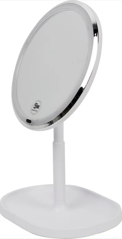 8 Inches Round Shape LED Table Mirror 5X Magnifying Touch Dimmer