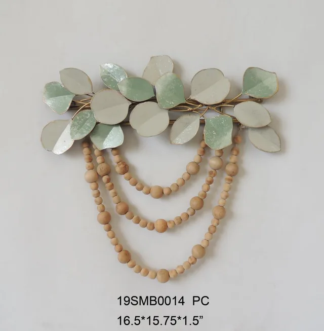 Metal flower &wooden wall decoration