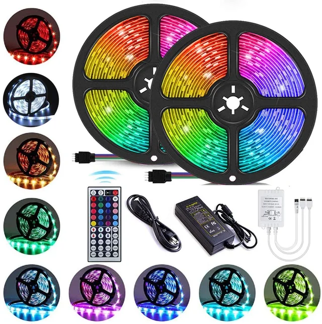 SMD5050 RGB Color Changing Strip Light,24 /44 Key Remote Controller,12V 5A Adaptor, 5 meter per roll