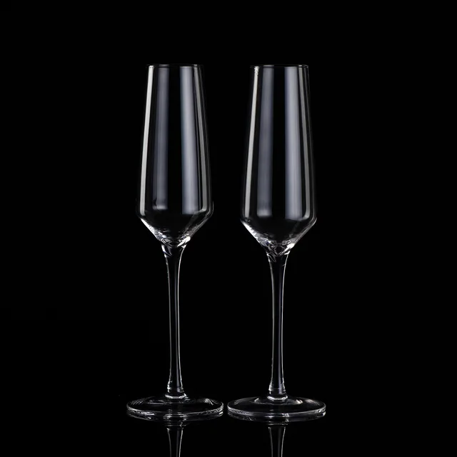 Lead free crystal champagne flute glass