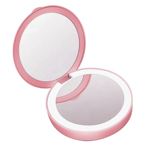 LED Double Sides Power bank pocket Makeup mirror for travel