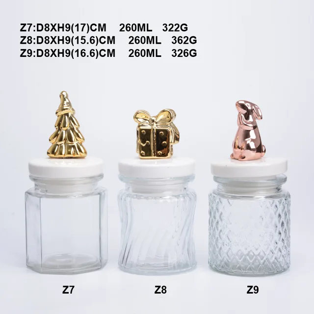 Christmas food safe glass storage jar with ceramic lid