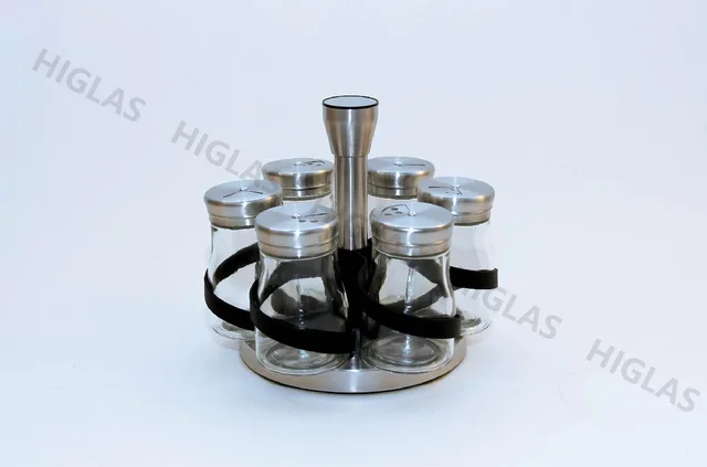 Rotatable six-piece condiment bottle set