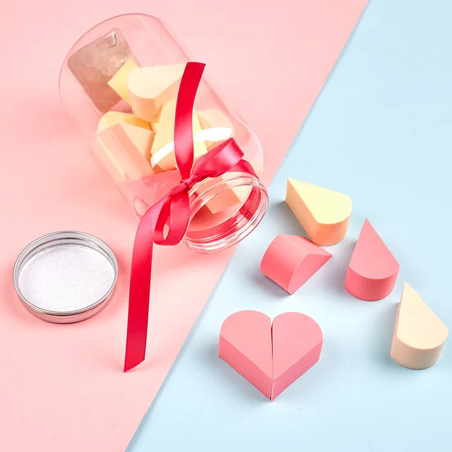 Amazon Popular Disposable Powder Puff Foundation Liquid Latex Free Makeup Sponges With Bottle