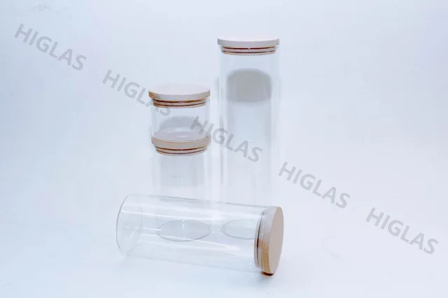 310ml/720ml/1030ml/1440 boron glass storage tank with beech jars