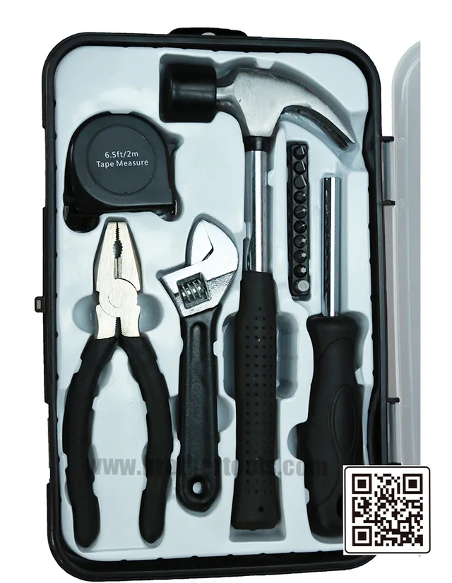 16pc tool kit hammer screwdriver handle screwdriver bit wrench pliers