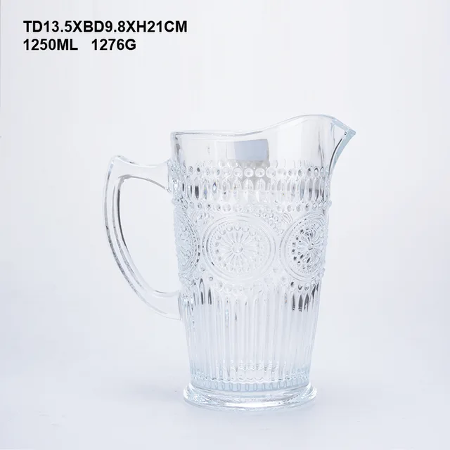 Glass Water Jug Modern Pitcher Jug Fridge Jug for Milk Iced Juice
