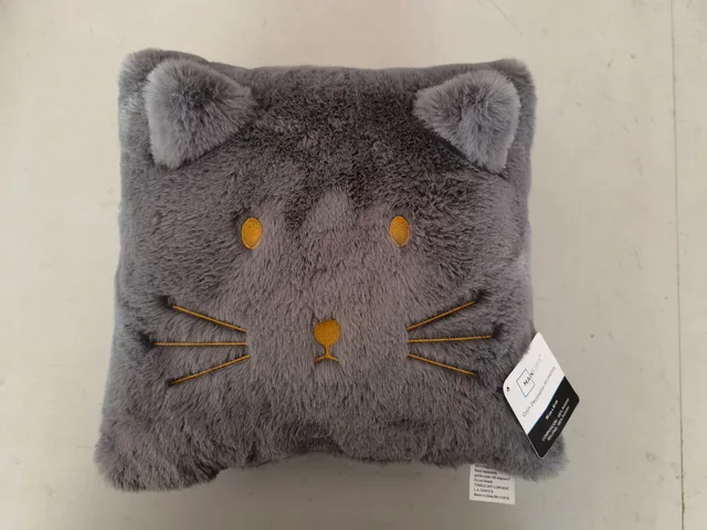 STOCK faux rabbit fur decorative pillow cushion with animal face embroidery