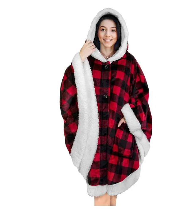 Stock flannel coral sherpa wrap blankets sweatshirt night gown bathrobe