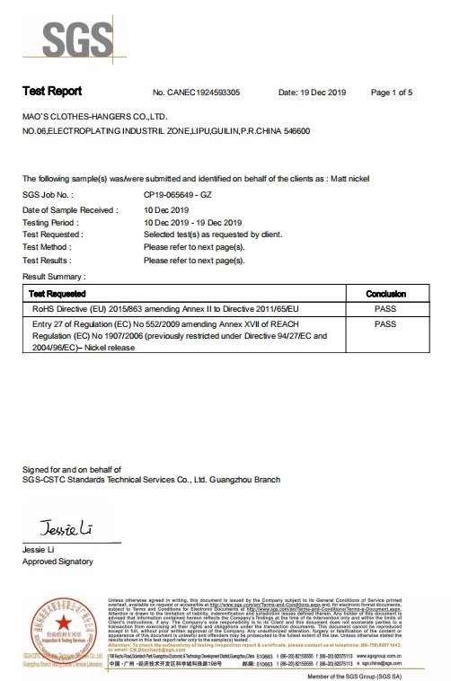 Matt nickel test report